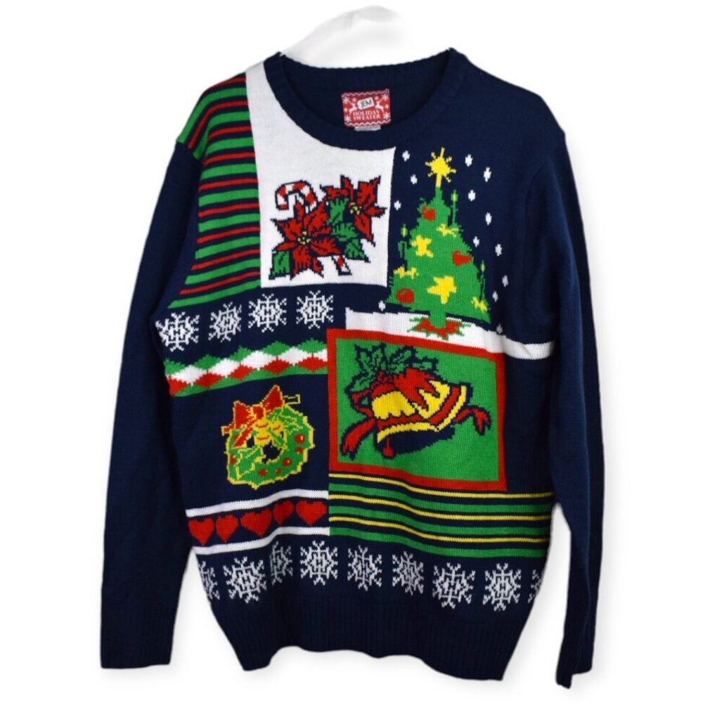 JEM Holiday Sweater XL Unisex Adult Ugly Christmas Knit Graphic Party Pullover